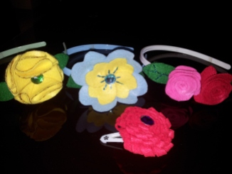 Hair accessories decorated with felt flowers